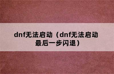 dnf无法启动（dnf无法启动 最后一步闪退）